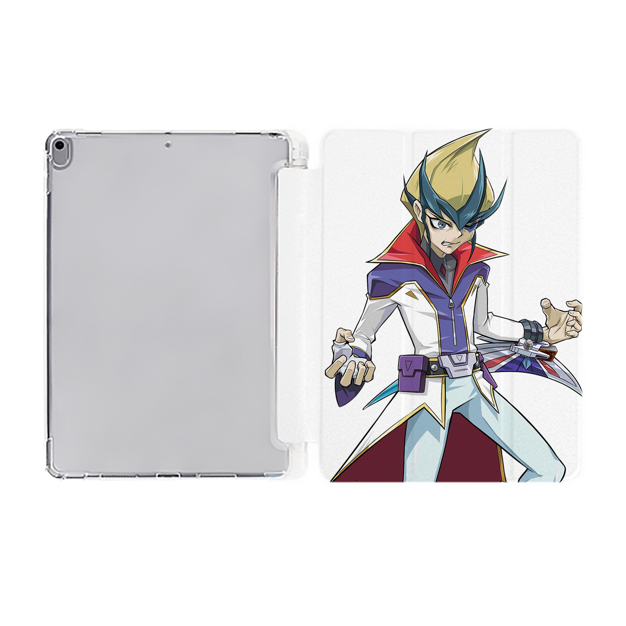 （画像用） 遊☆戯☆王 Yu-Gi-Oh! IPad ケース ペン収納付き 三つ折りスタンド PUレザー×シリコン 対応機種9.5/10.5/10.9インチ